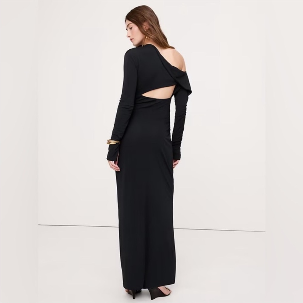 NWT! Banana Republic Black Matte Jersey Open Back Maxi Dress - Medium #861265 🥥